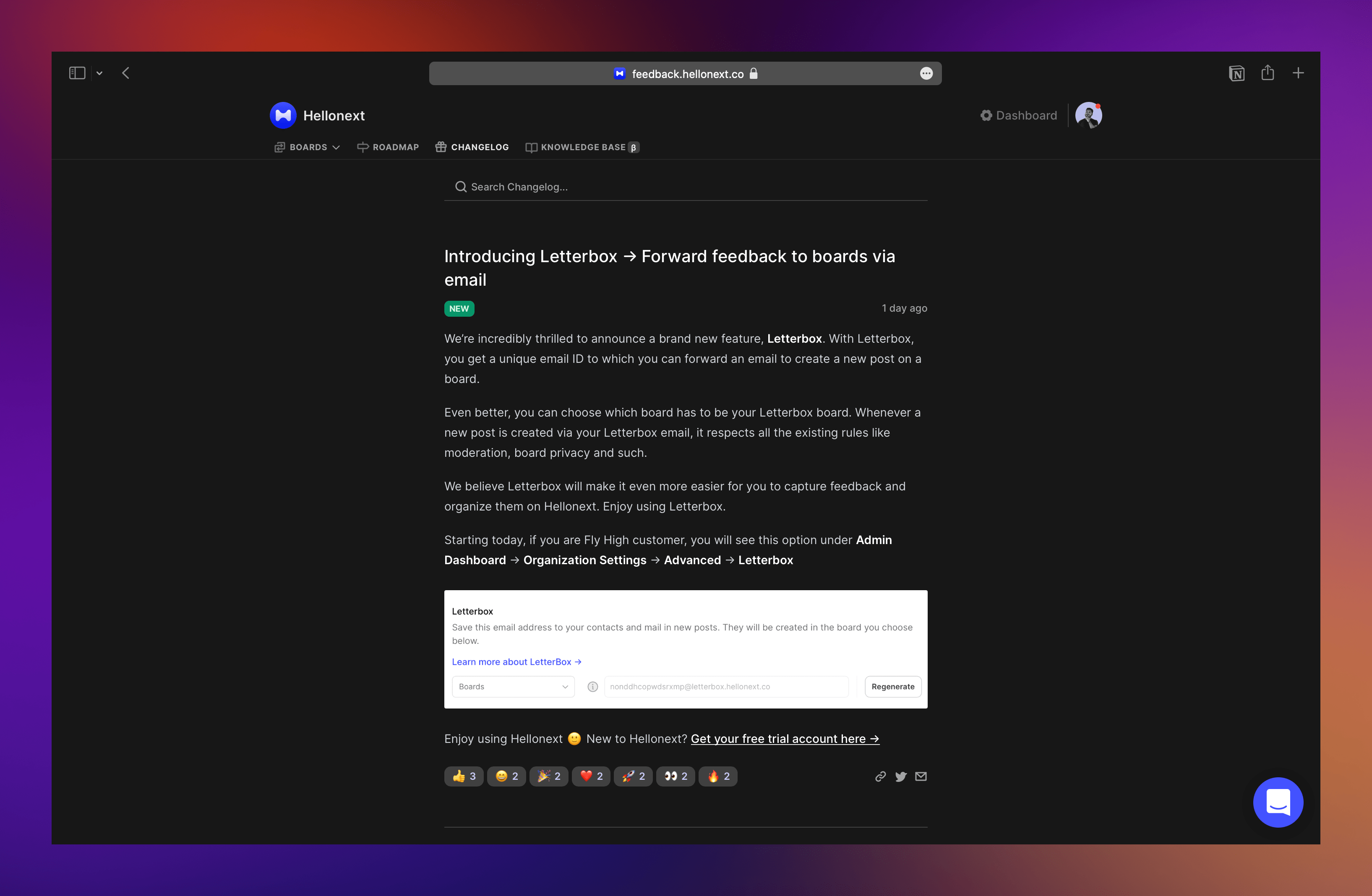 Hellonext Software Changelog